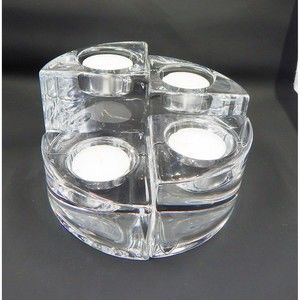 Orrefors Sweden Quartet Crystal Votive Candle Holders by Helene Krantz Set of 4